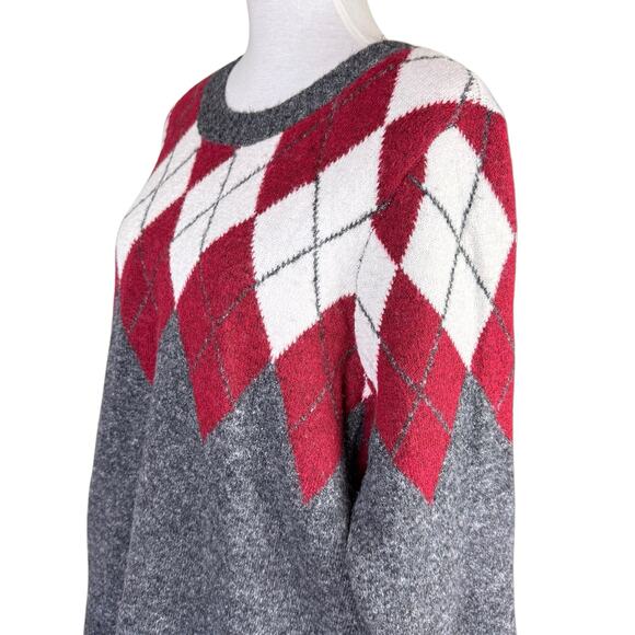 Torrid Red and Gray Argyle Sweater EUC - Picture 8 of 15